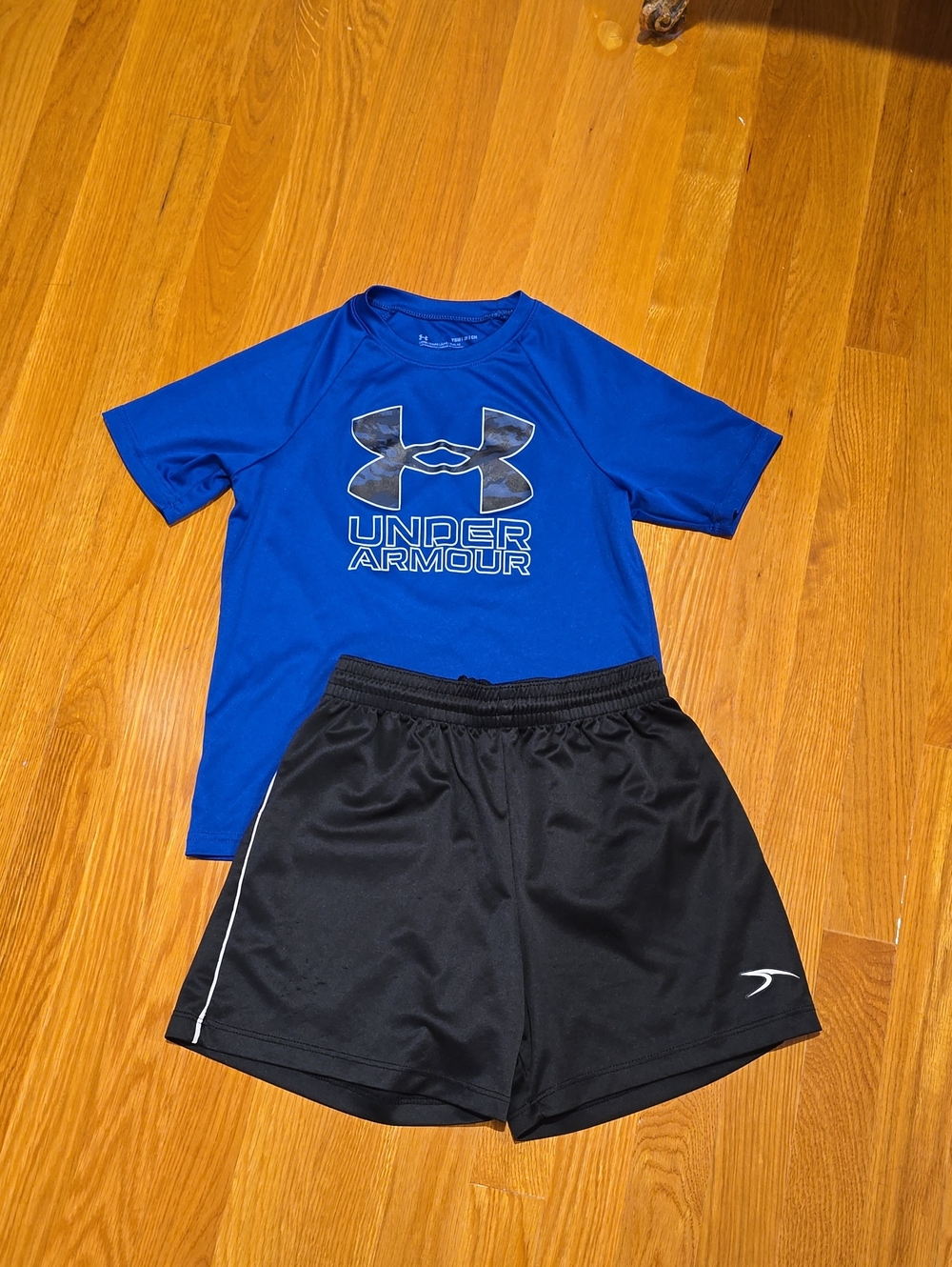 Under Armour Royal Blue Logo Tee with Black Athletic Shorts Set